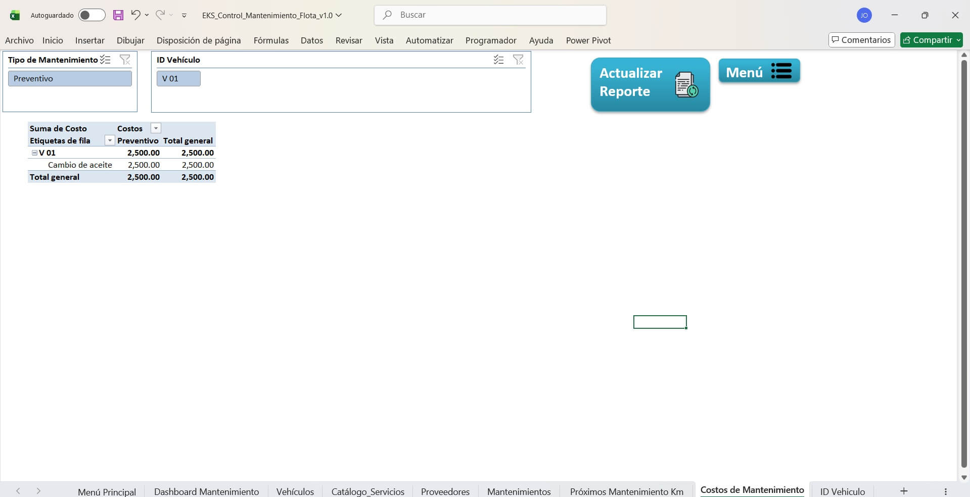 Dashboard de mantenimiento de flota — vista 8